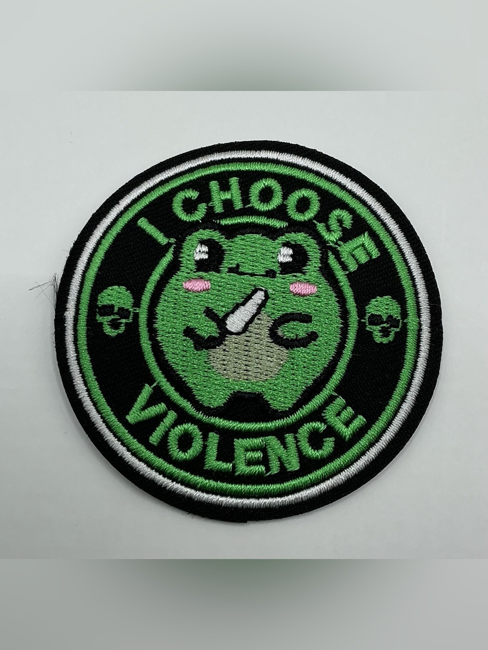IRON OR SEW ON PATCH FROG I CHOOSE VIOLENCE NWOT